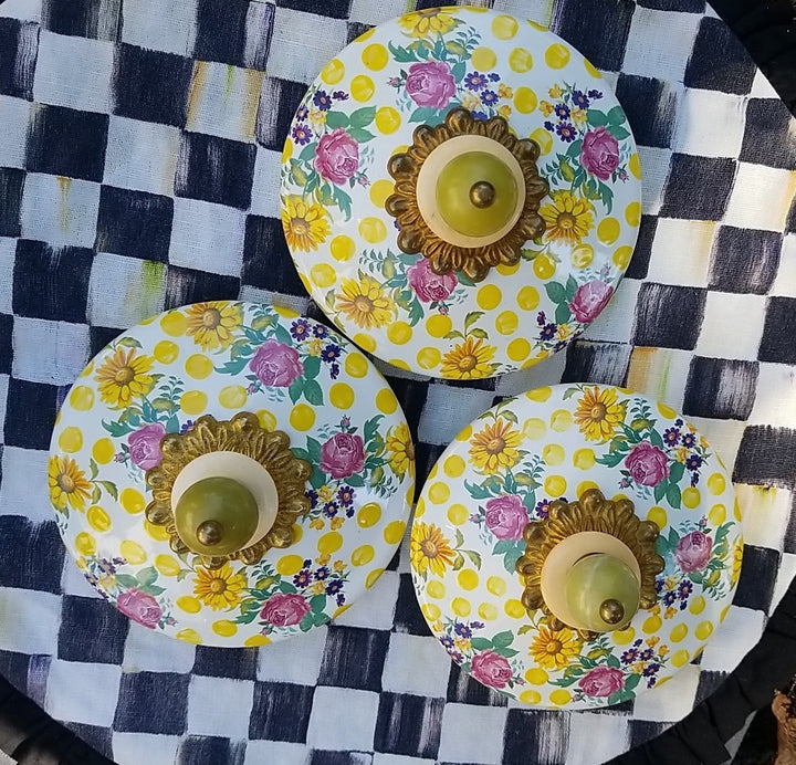 MacKenzie Childs Buttercup Canisters Set of 3, Retired Pattern, Lidded. S M L