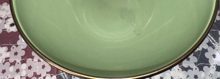 Mackenzie Childs Green Flower Market Enamel 7.5” X3.5” Everyday Sm  Bowl Retired