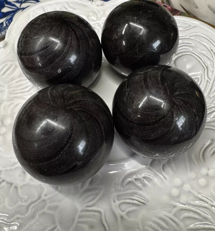 Mackenzie Childs Set Of 2 Black Cabinet Knobs / Pulls Ceramic With Hardware