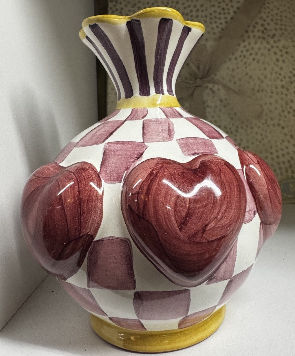 Mackenzie Childs Hearts Vase Ceramic  1st in 2026 Collectors Series