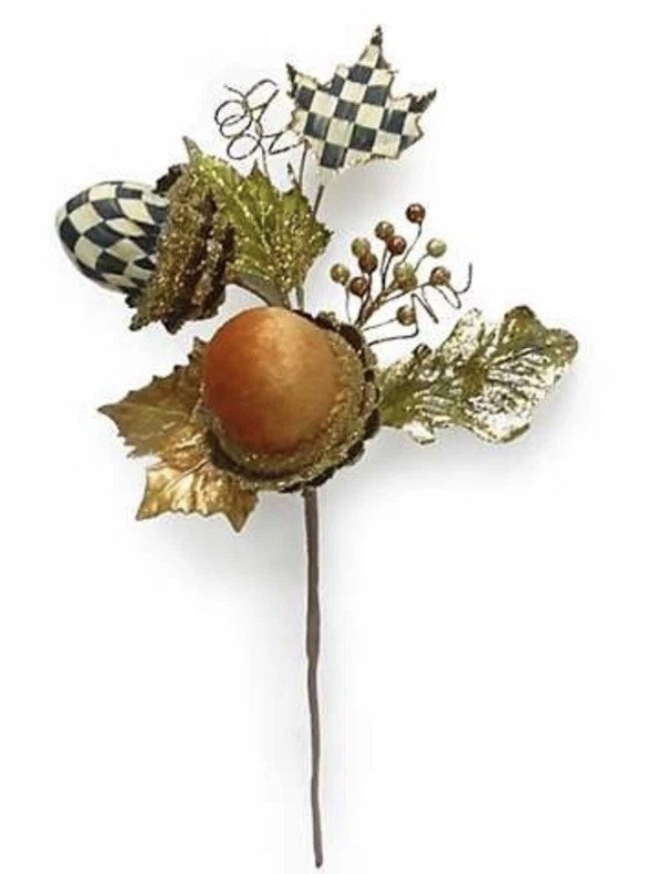 MacKENZIE CHILDS Courtly Check WOODLAND FALLING ACORN PICK BNIB Retired