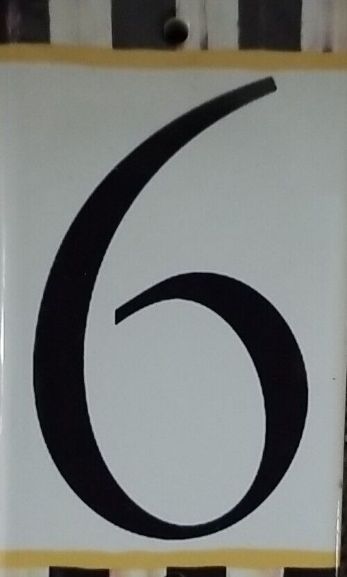 MACKENZIE CHILDS  HOUSE NUMBER 6 Or 9 COURTLY CHECK TILE NEW 7" X 3"