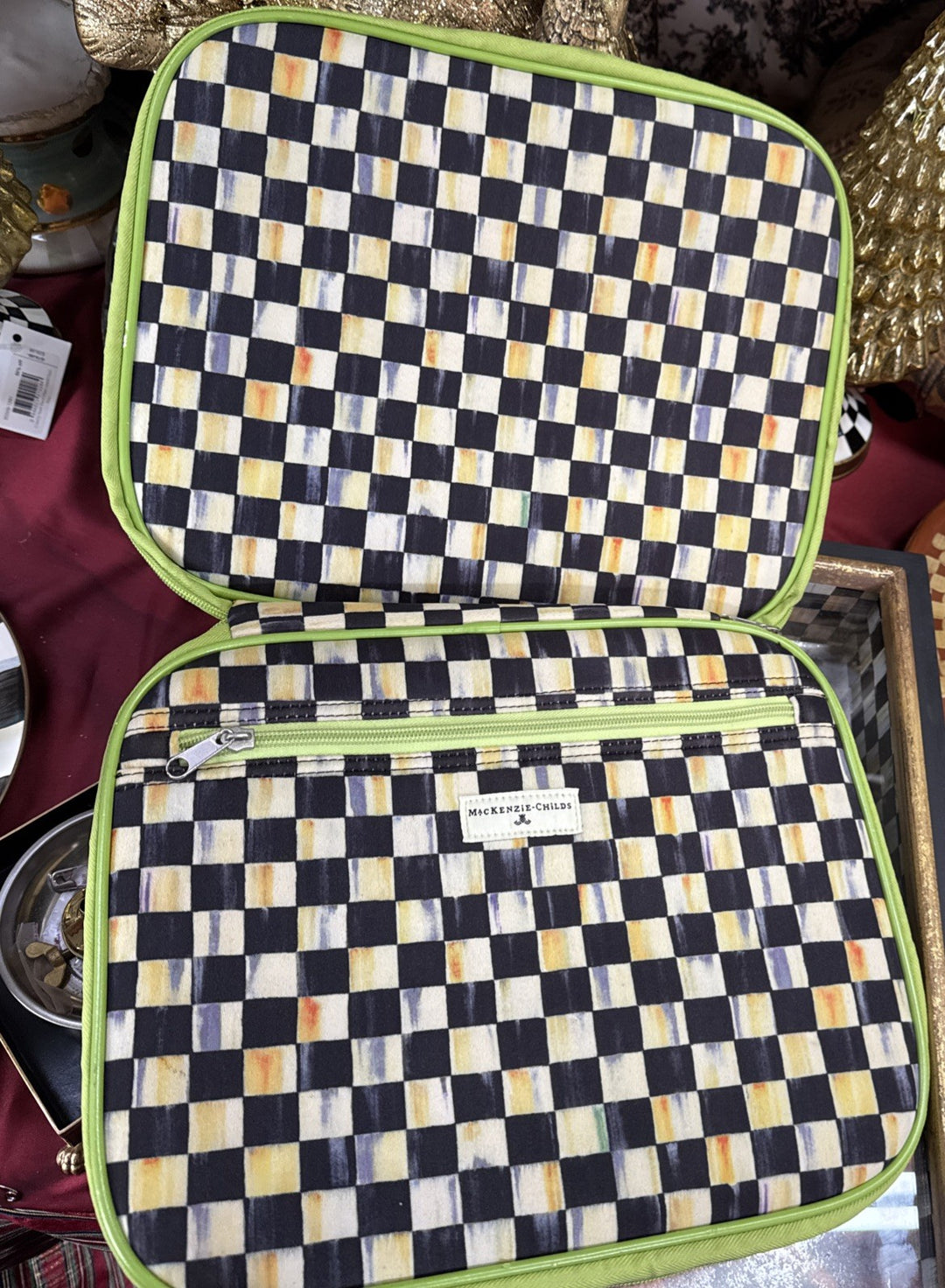 MacKenzie Childs Courtly Check Tablet Case iPad Sleeve Organizer New
