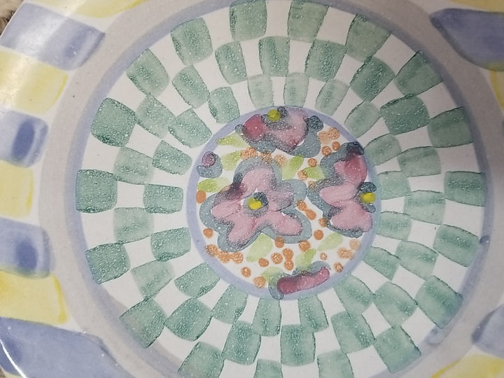 Mackenzie Childs Taylor Myrtle Bread Plate 7.25" Hand-Painted Ceramic 1993