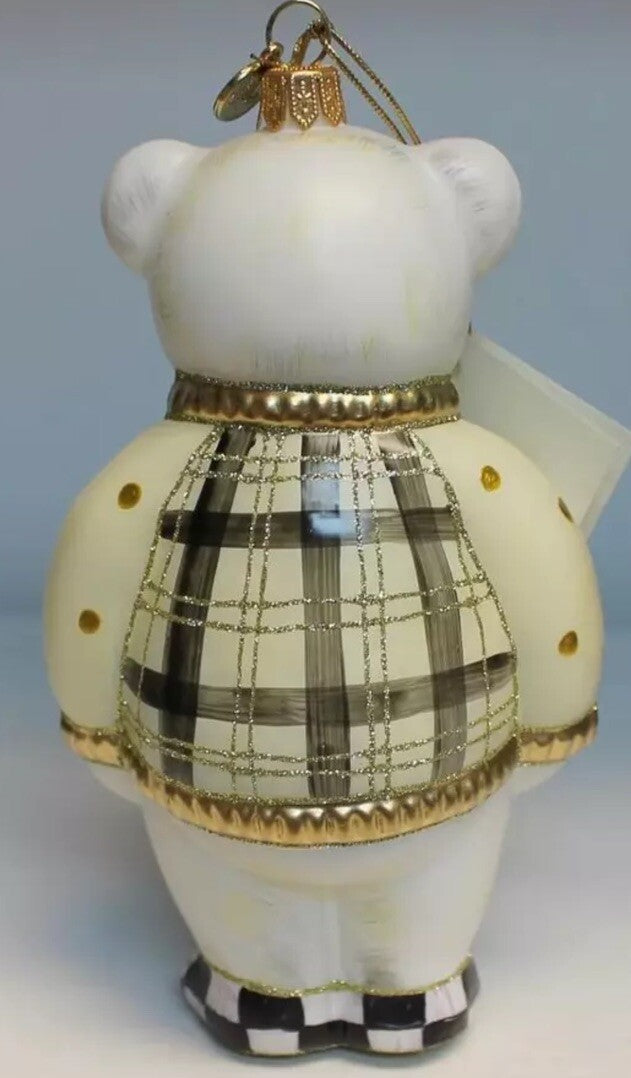 MacKenzie Childs Polar Bear Glass Christmas Ornament  in Original Box- Retired