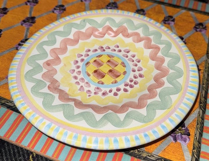 Mackenzie-Childs Taylor Aurora Bread Plate 7.25" Hand-Painted Ceramic 1996