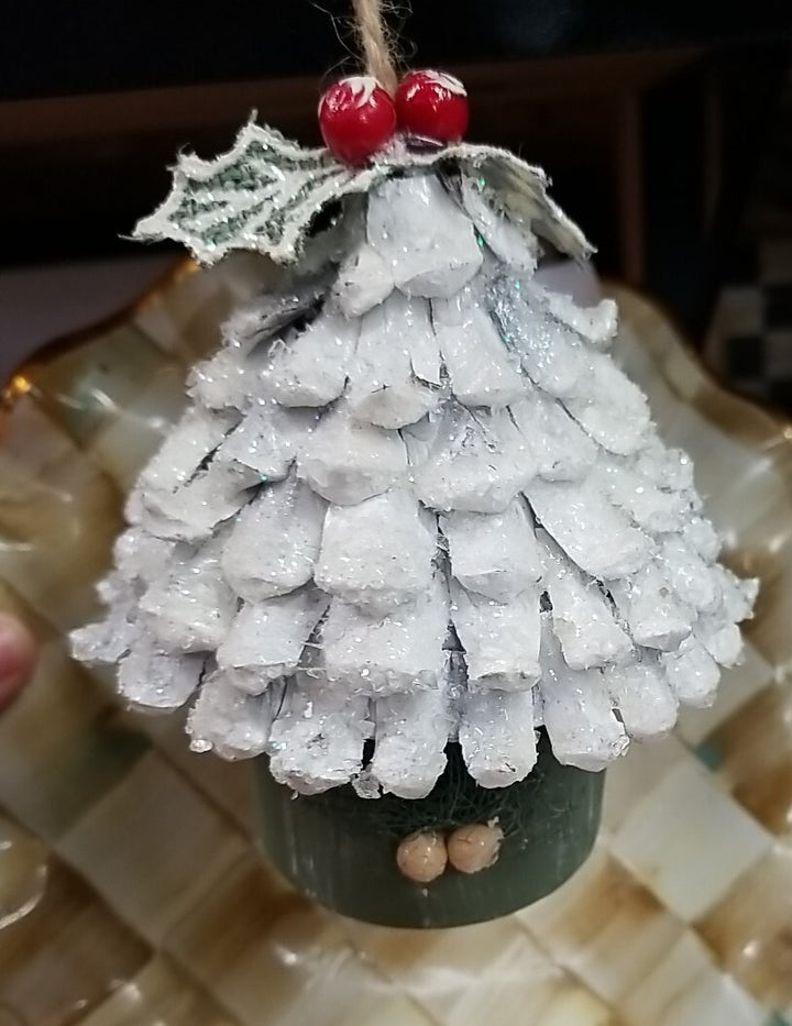 MacKenzie Childs Wood Farmhouse Holiday Birdhouse Ornament- New