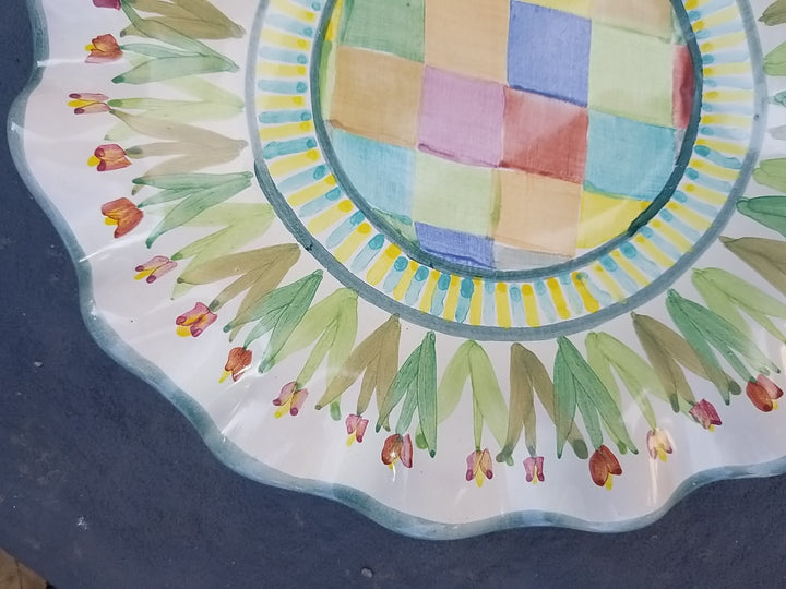 MacKenzie Childs Taylor Poplar Ridge Dessert Salad Plate 9” Fluted- New