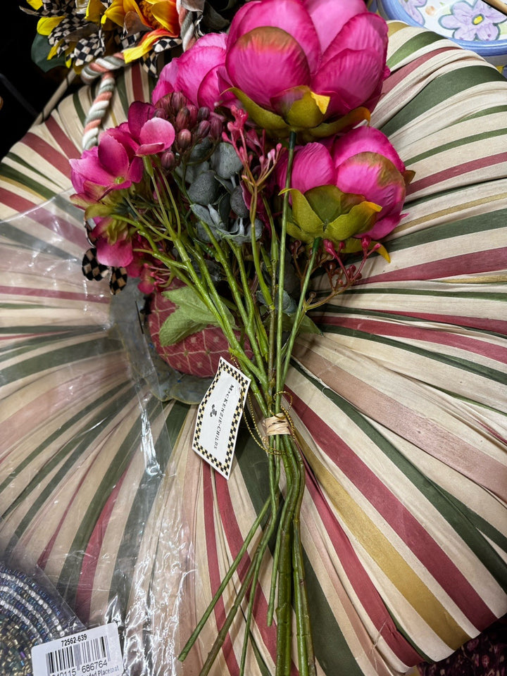 MacKENZIE CHILDS Fushia Rose Hydrangea BOUQUET Courtly Check RETIRED