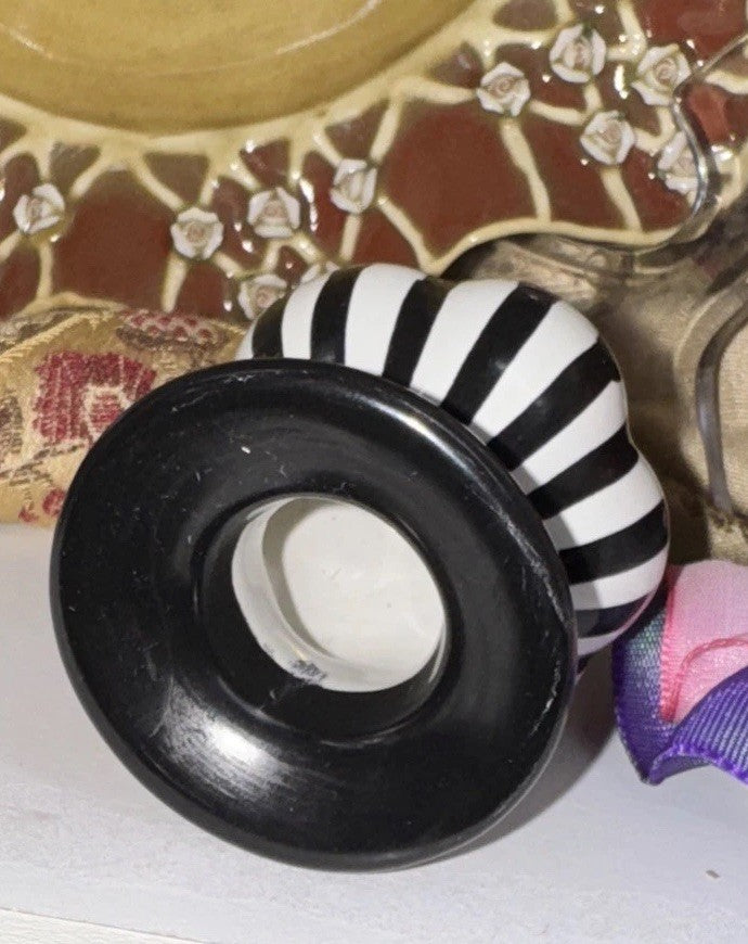 Mackenzie Childs COURTLY STRIPE Made in Aurora Majolica Pottery BUD VASE FINIAL