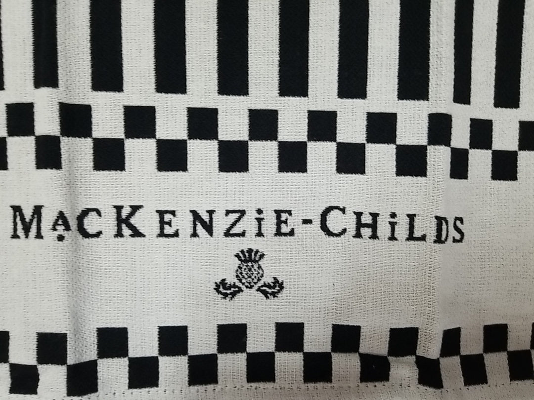 MACKENZiE-CHiLDS BLACK & WHITE Stripe zig zag DISH TOWEL – NEW