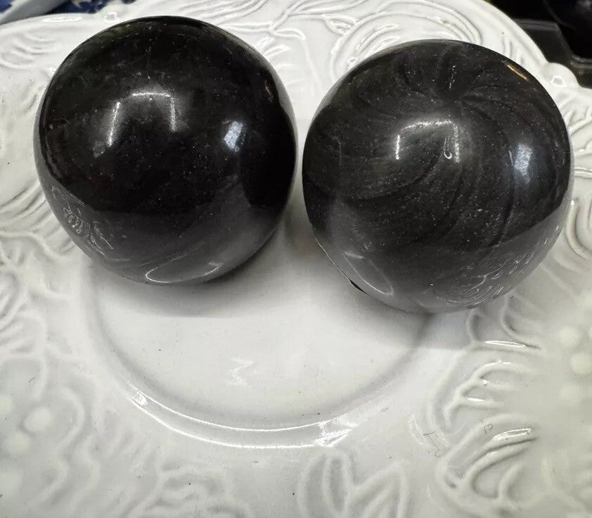 Mackenzie Childs Set Of 2 Black Cabinet Knobs / Pulls Ceramic With Hardware