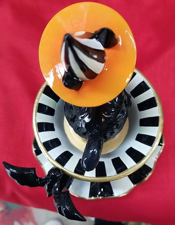 MacKenzie Childs Halloween Cat Teacup Figurine