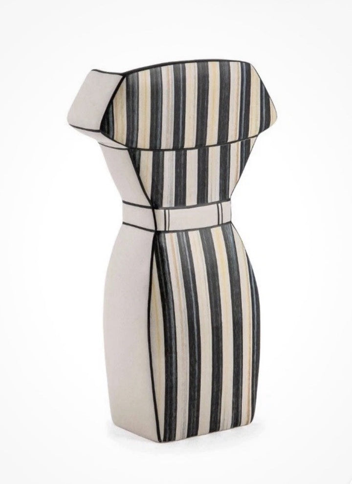 Mackenzie Childs Doodles Dress Vase - Whimsical Courtly Stripe & Polka Dots