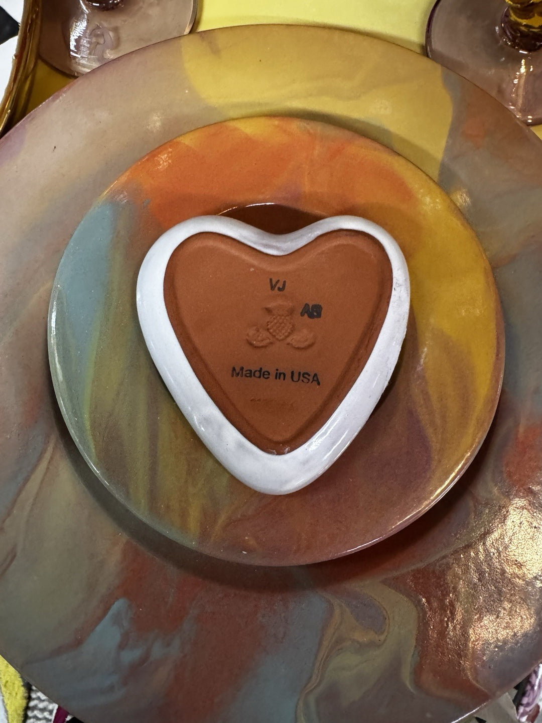 MacKenzie Childs Courtly Check 3.5” Heart  Small Trinket Bowl -made In Aurora