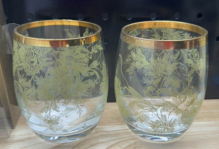 Mackenzie childs One Blooming 12 Oz  Tumbler- Glass Retired On Glass- New