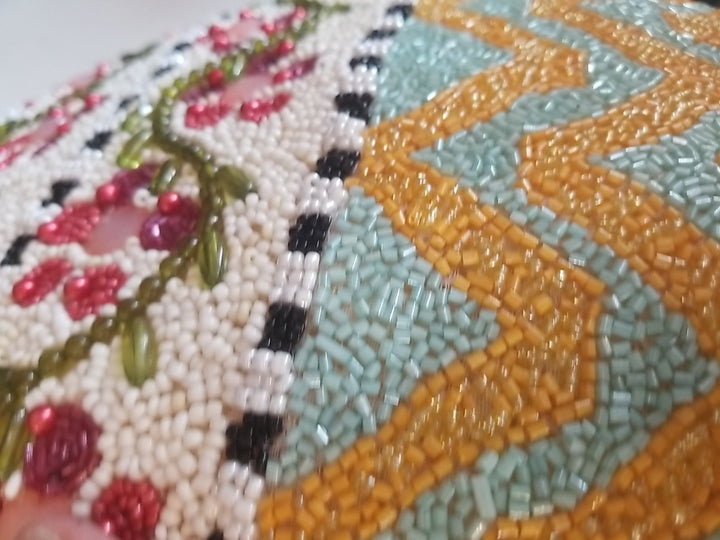 MACKENZIE CHILDS HITCHCOCK FIELD EASTER EGG PILLOW Beaded