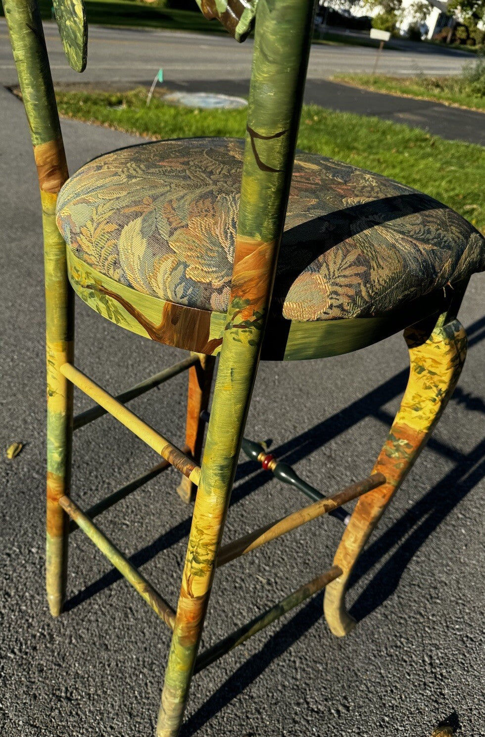 MacKenzie-Childs FOREST Fish   BARSTOOL With Fish BACK  RARE- Hand Painted