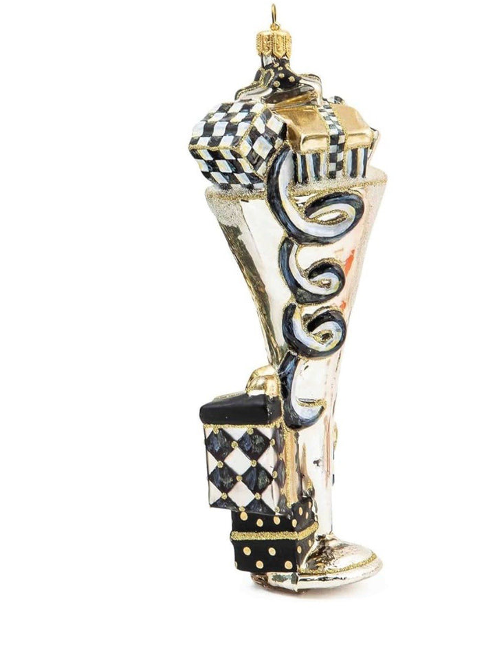 MACKENZIE CHILDS Champagne Glass Christmas  Ornament New- Retired