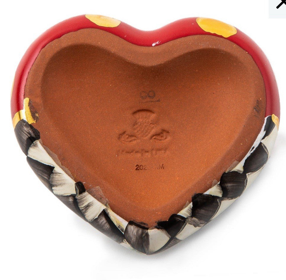 Mackenzie Childs Dotty Heart Ceramic Paperweight- Second- Read