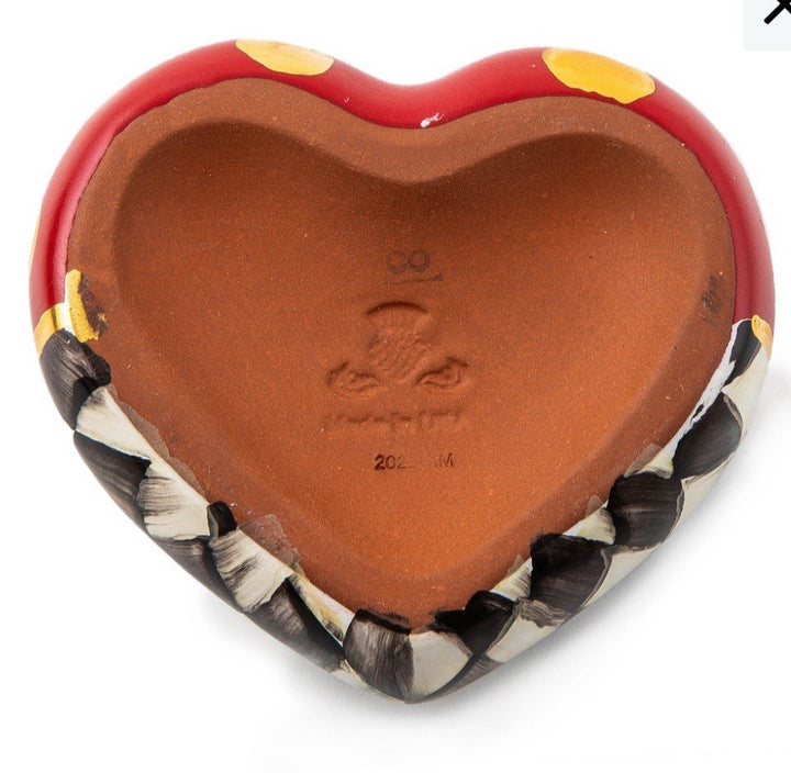 Mackenzie Childs Dotty Heart Ceramic Paperweight- Second- Read