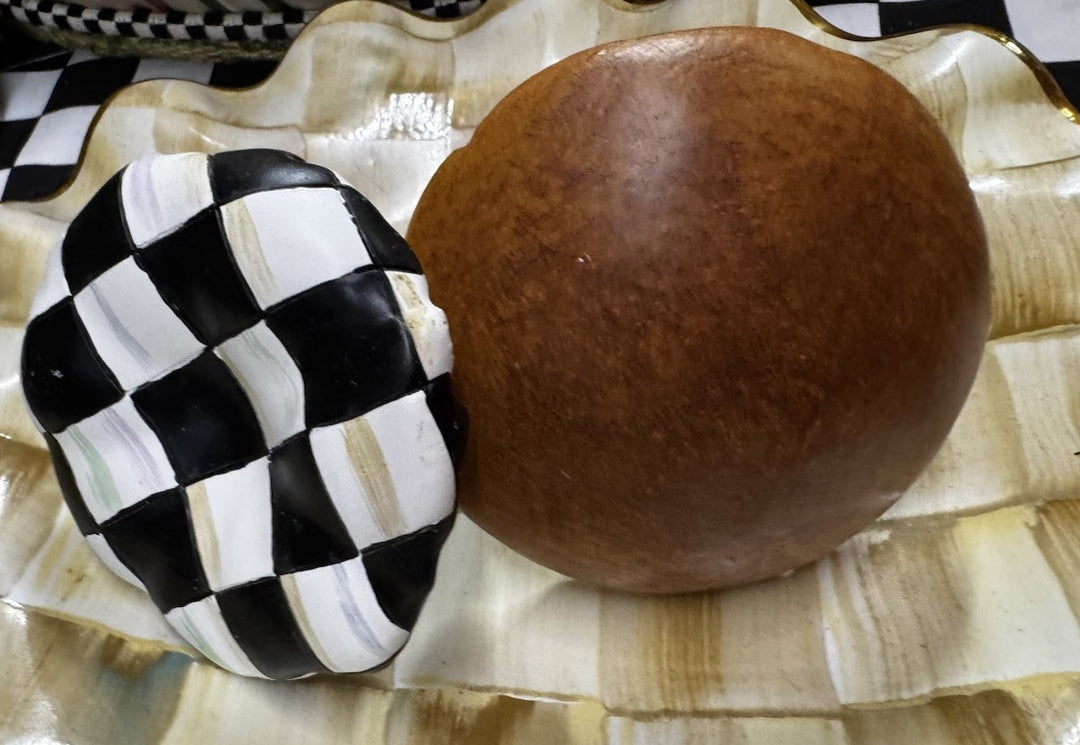 Mackenzie Childs Courtly Check Walk In The Woods Mushrooms Set Of 2