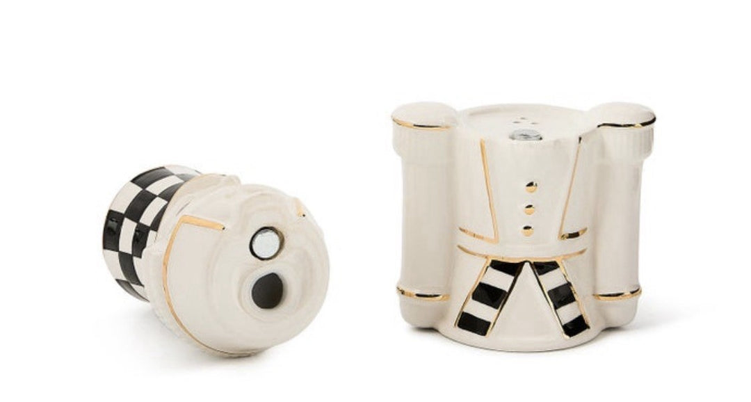 MacKenzie Childs Courtly Noel Nutcracker Salt & Pepper Set  Nib