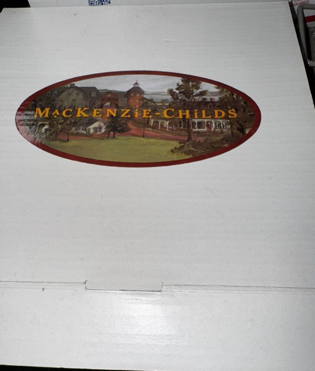 MacKenzie Childs Courtly Check Mate Star Glass Christmas Tree Ornament- Nib