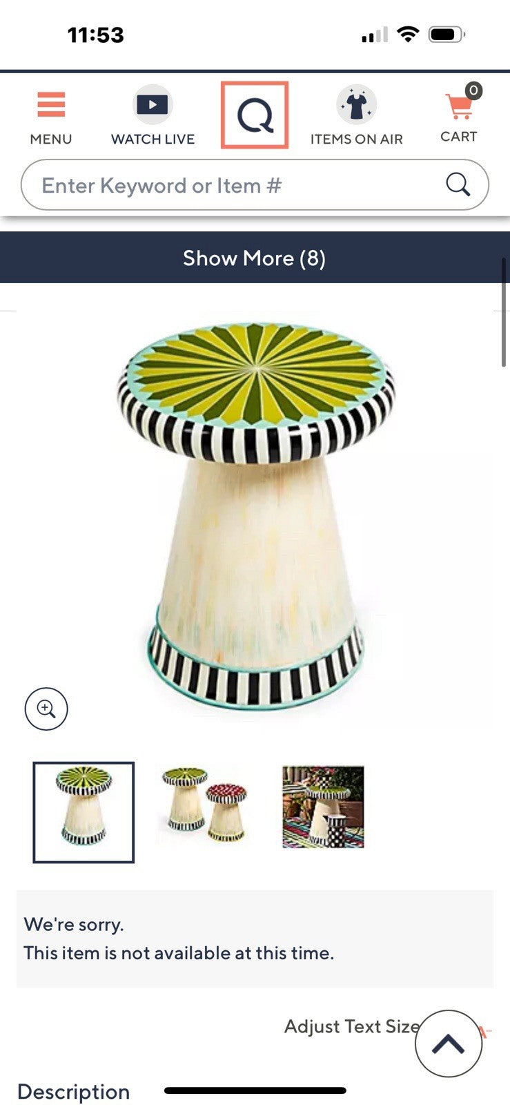 MacKENZIE CHILDS RETIRED Outdoor Metal  Toad Stool- Large