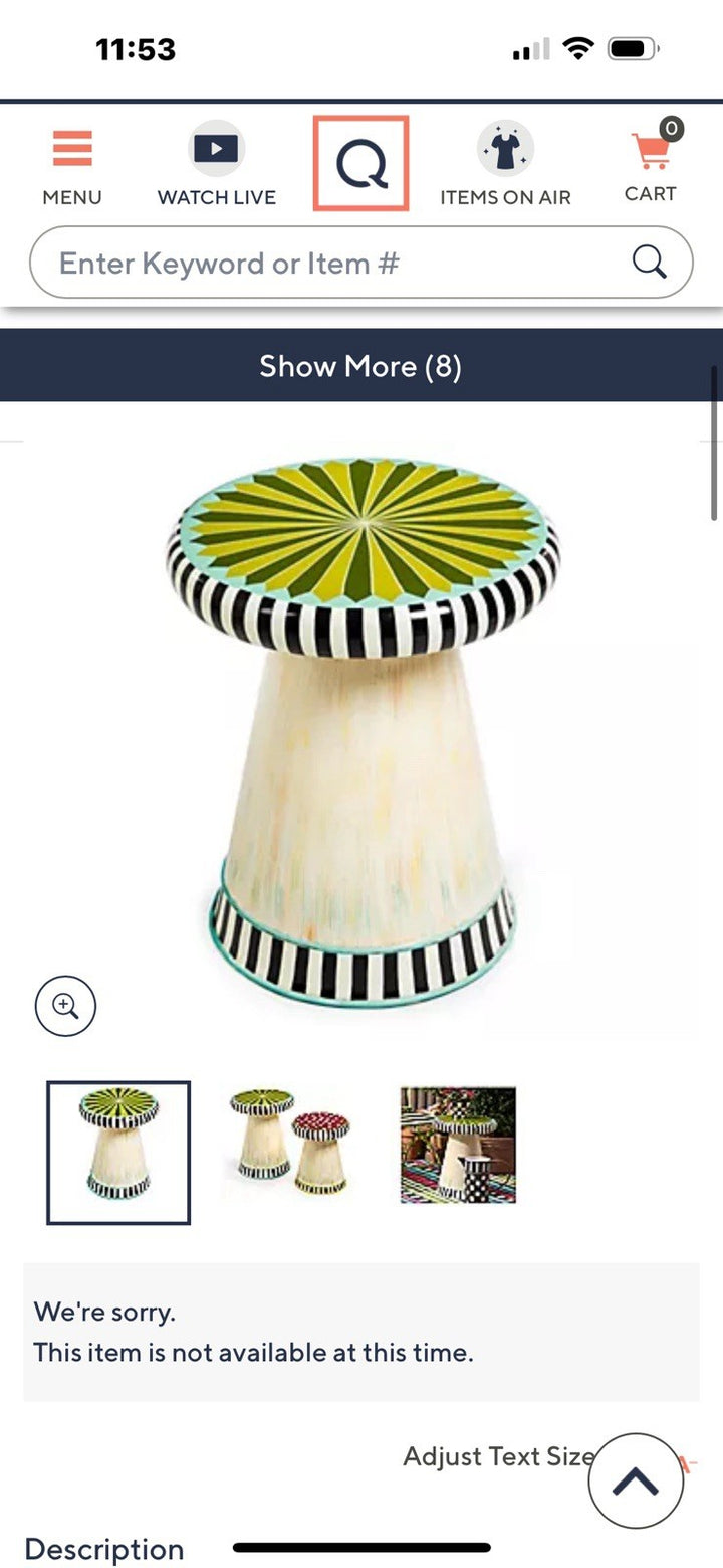 MacKENZIE CHILDS RETIRED Outdoor Metal  Toad Stool- Large