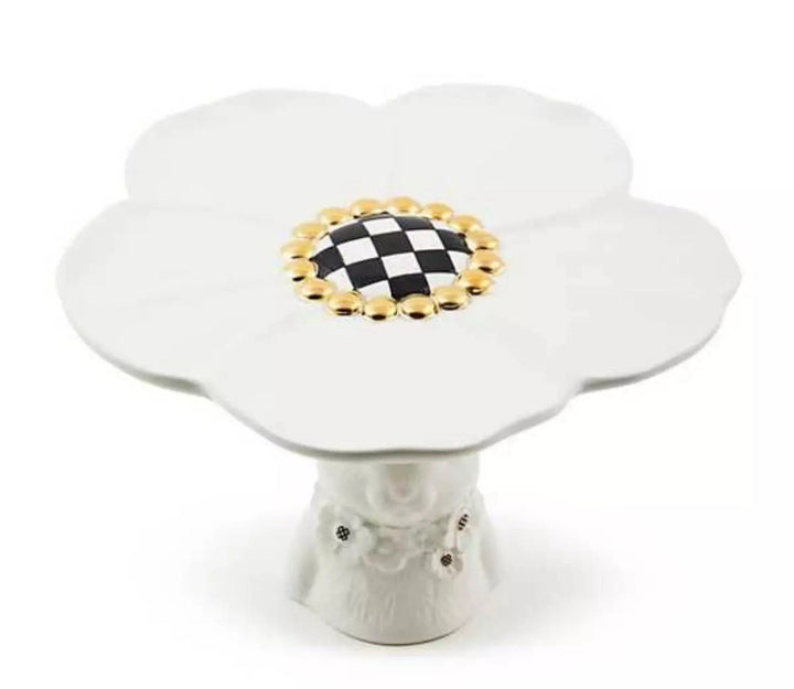 MacKenzie ChildsWhite Rabbit Ceramic Pedestal Platter- 8.75” Wide And 5.5” Tall