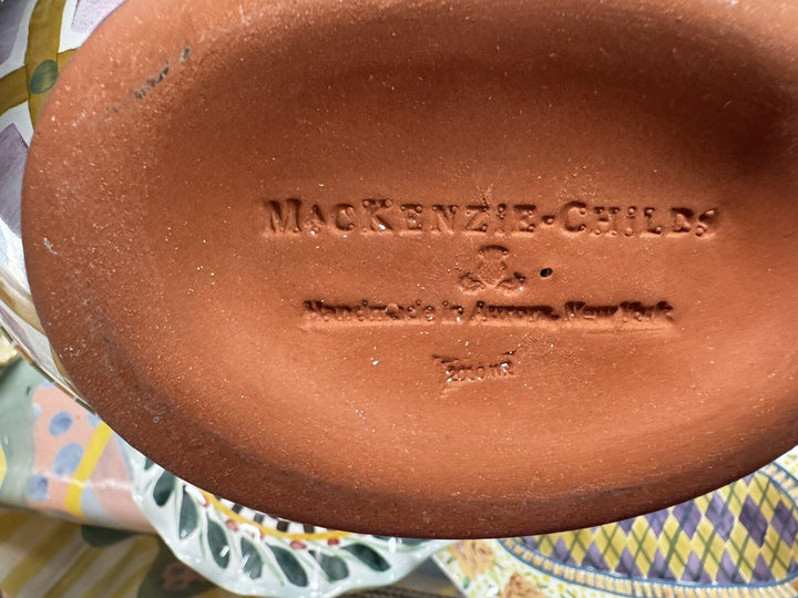Mackenzie Childs Odd Fellows Footed Oval Serving Dish Ceramic 2010 Retired