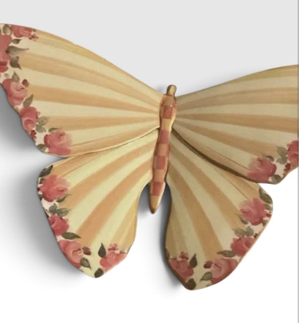 Mackenzie Childs Painted Awning 12”  Large Butterfly Wall Hanging - New