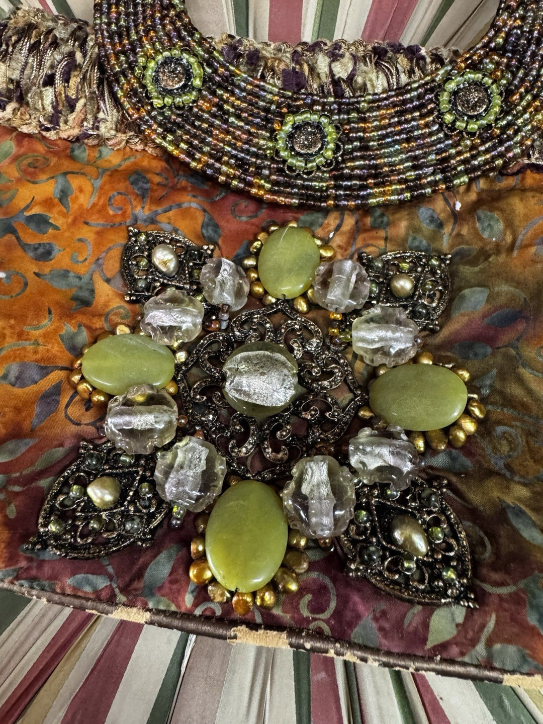 Mary Frances  Silk Copper Beaded Vintage Handbag