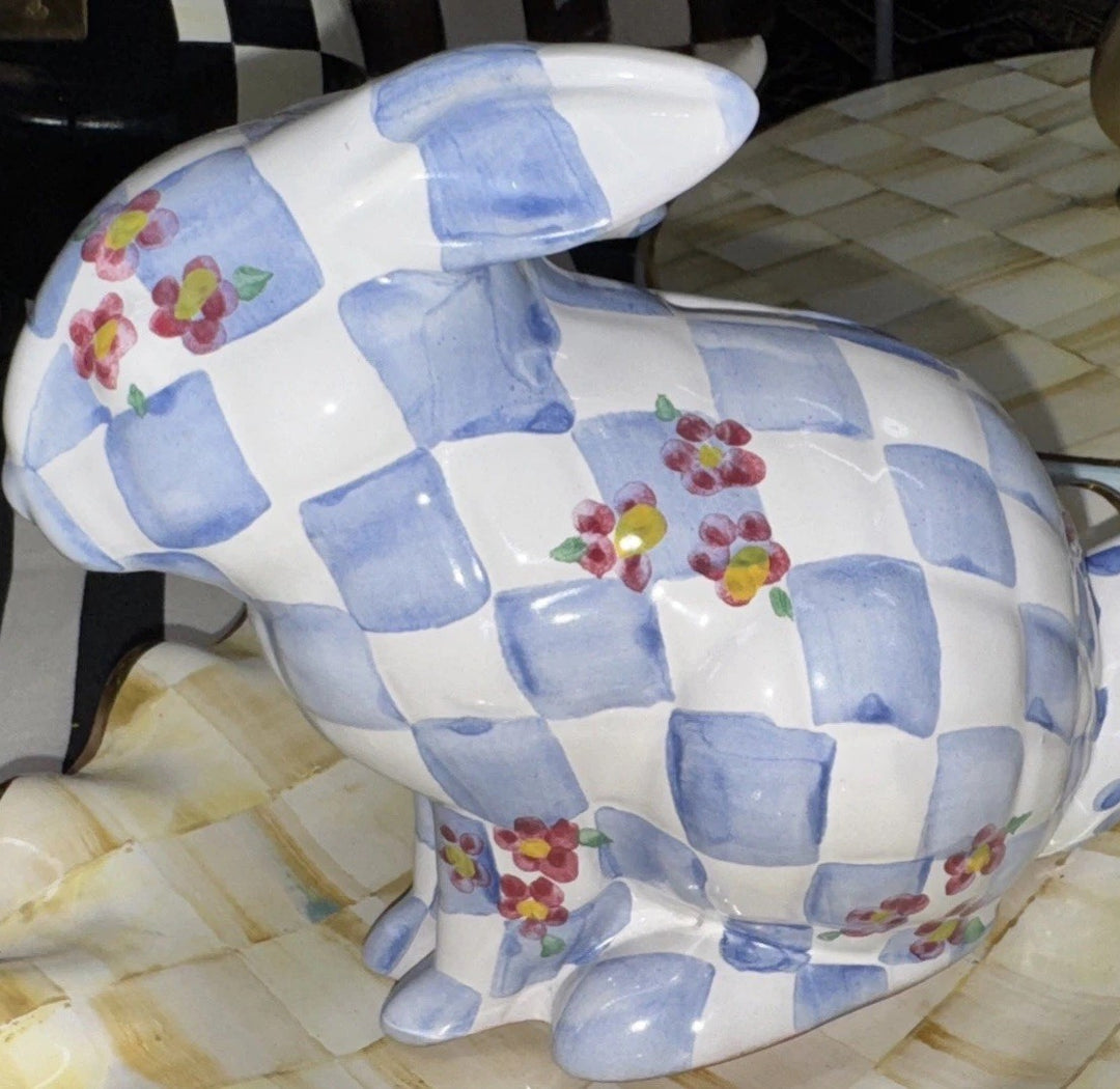 Mackenzie Childs Honeymoon Morning Glory Blue 2013  Bunny Bank RETIRED Ceramic