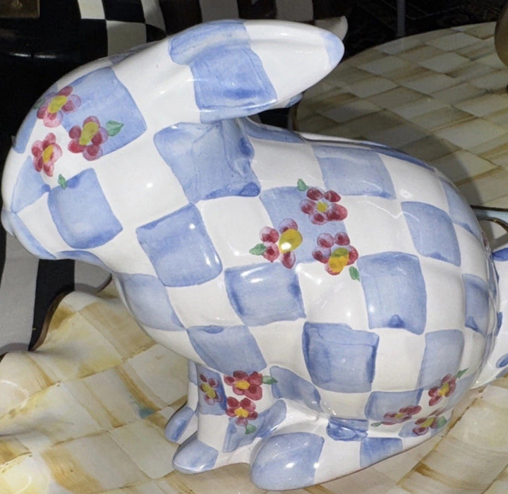 Mackenzie Childs Honeymoon Morning Glory Blue 2013  Bunny Bank RETIRED Ceramic