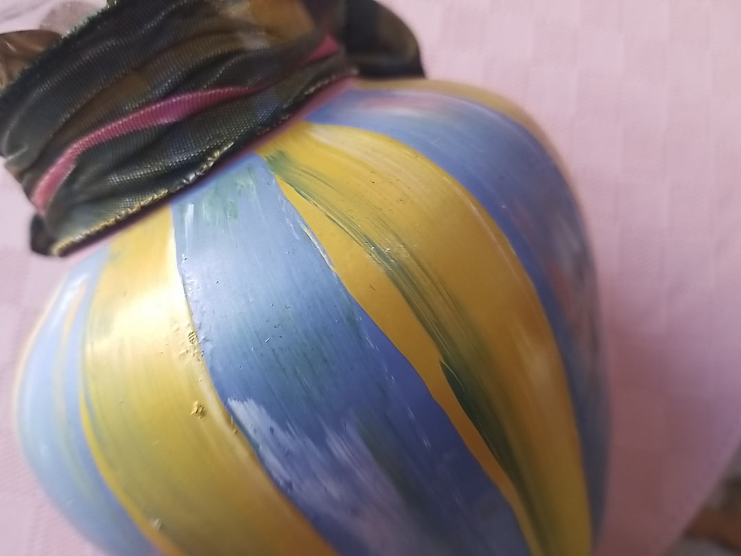 Mackenzie-Childs Heirloom Circus Fluted Glass Flower Vase 5.9"- Retired