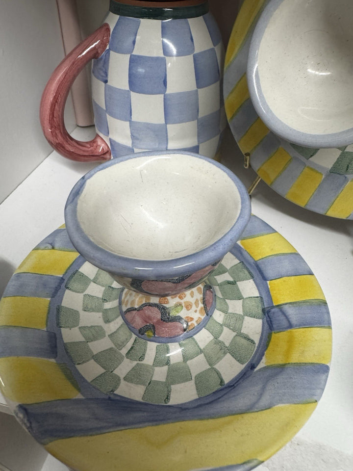 MacKenzie Childs Taylor Myrtle Ceramic Handmade  Egg Cup Only Retired