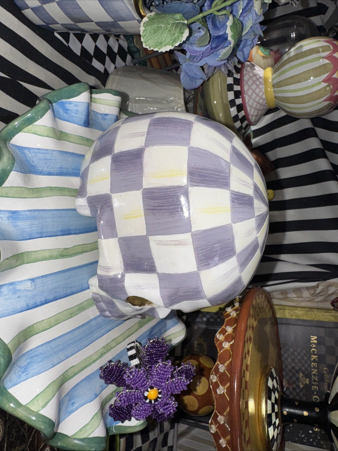 MacKenzie Childs Plum Check - Exclusive Skull Sold Out