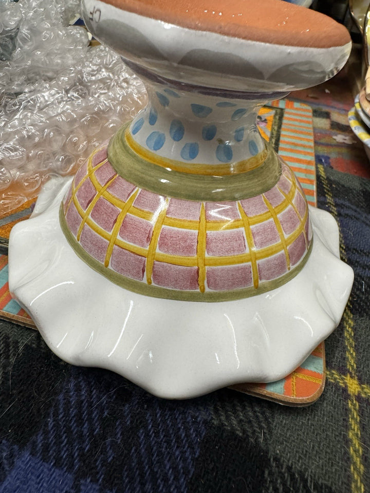 Mackenzie Childs Fluted Pedestal  Mini Taylor Fran Compote 4" Tall Retire