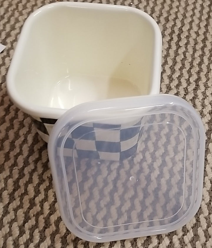 MacKenzie - Childs Courtly Check Large Square Enamel Storage Container With Lid