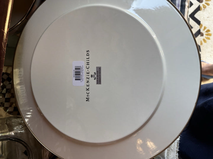 mackenzie childs Tartan Violet Serving  Platter New 16” Enamel