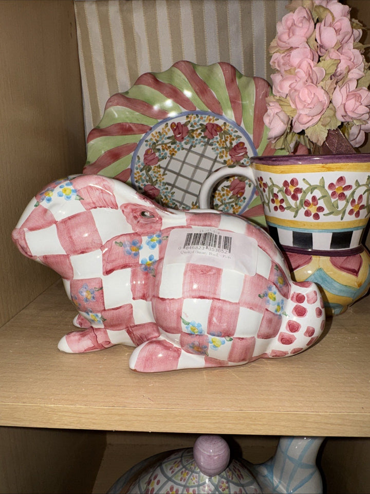 Mackenzie Childs HoneyMoon Rose Petal Pink  Bunny Bank RETIRED Ceramic