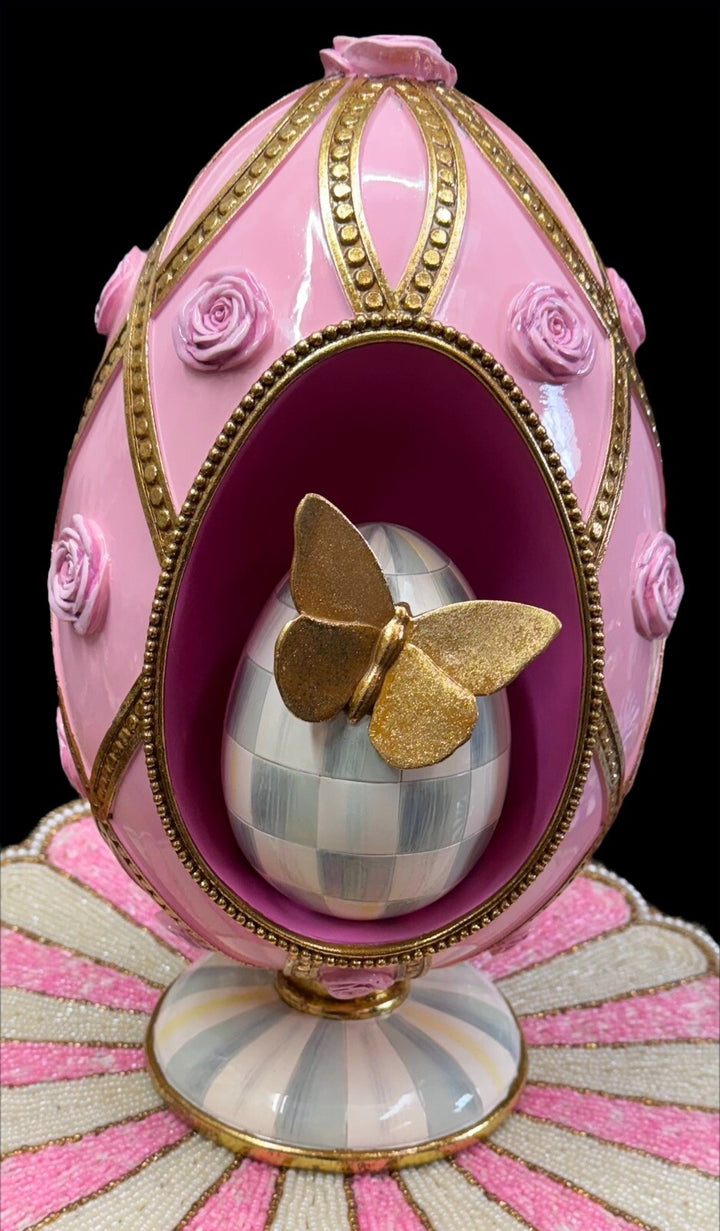MacKenzie-Childs Touch of Pink Nesting Egg New In Box!
