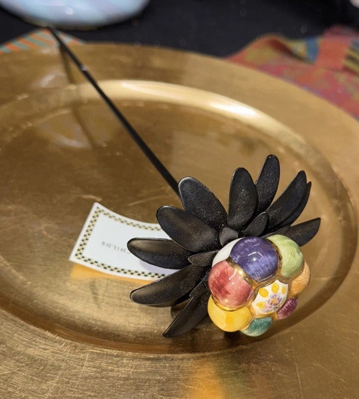 MacKenzie Childs 1.5 ” Rosie Posie Flower Knob-on A Metal Flower Stake