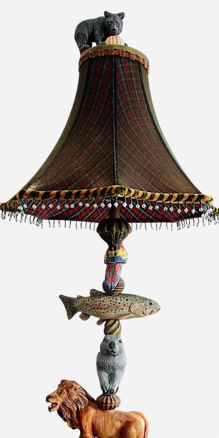 Mackenzie Childs Victoria & Richard Emprise Tartan And Animal Table Lamp