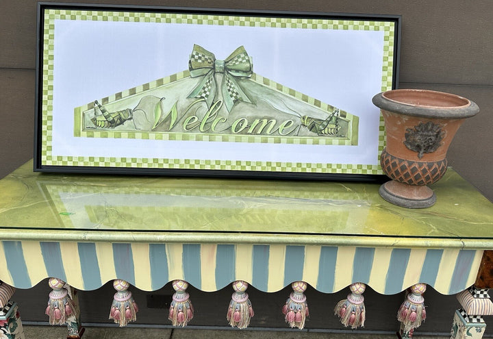 MacKenzie Childs Welcome Wall Art  Framed - 46.5” Long/ - Brand New!