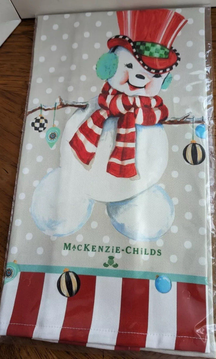 MacKenzie-Childs Snowman Dish Towel- Granny Kitsch 2023 -New