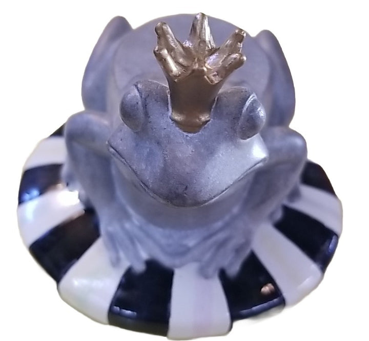 One Retired Mackenzie Childs FROG PLANT HOLDER  w/ Courtly Stripe