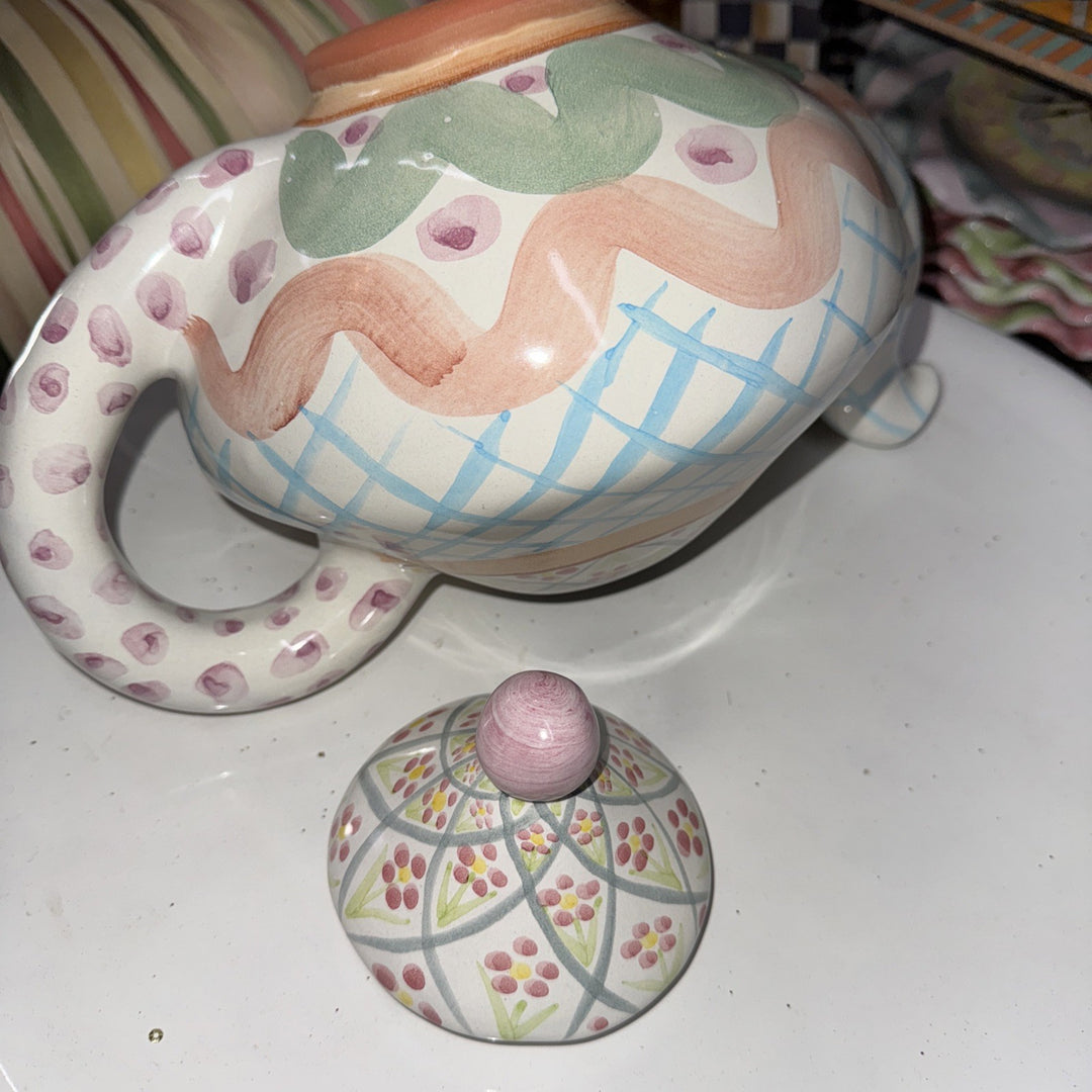 Mackenzie Childs Ceramic Taylor Heather Teapot- Retired 1990